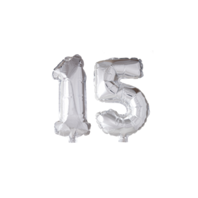 Folieballon 15 jaar Zilver 66cm