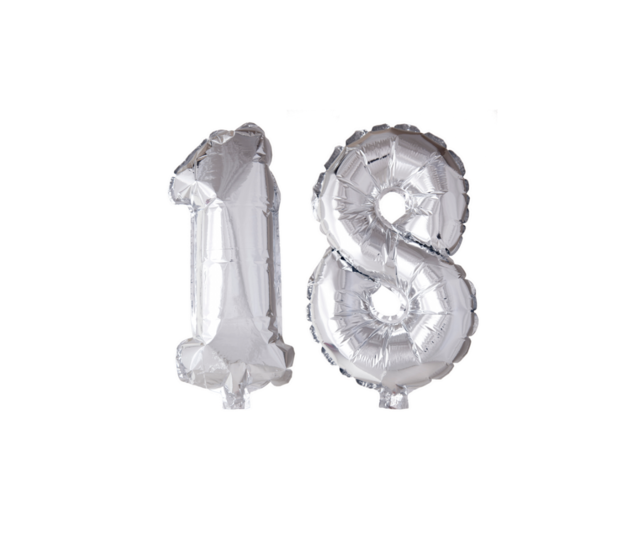 Folieballon 18 jaar Zilver 66cm