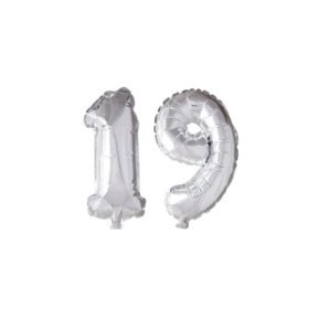 Folieballon 19 jaar Zilver 66cm