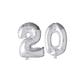 Folieballon 20 jaar Zilver 66cm