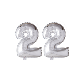 Folieballon 22 jaar Zilver 66cm