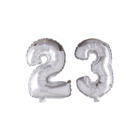 Folieballon 23 jaar Zilver 66cm