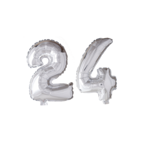 Folieballon 24 jaar Zilver 66cm
