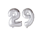 Folieballon 29 jaar Zilver 66cm