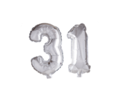 Folieballon 31 jaar Zilver 66cm