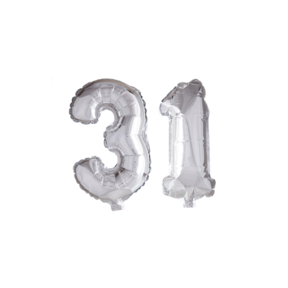 Folieballon 31 jaar Zilver 66cm