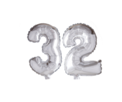 Folieballon 32 jaar Zilver 66cm