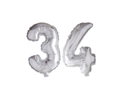 Folieballon 34 jaar Zilver 66cm