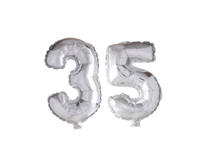 Folieballon 35 jaar Zilver 66cm