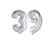 Folieballon 39 jaar Zilver 66cm
