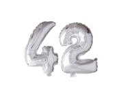 Folieballon 42 jaar Zilver 66cm