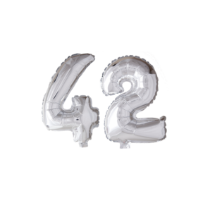Folieballon 42 jaar Zilver 66cm