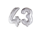 Folieballon 43 jaar Zilver 66cm