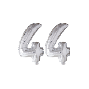 Folieballon 44 jaar Zilver 66cm