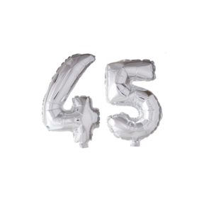 Folieballon 45 jaar Zilver 66cm