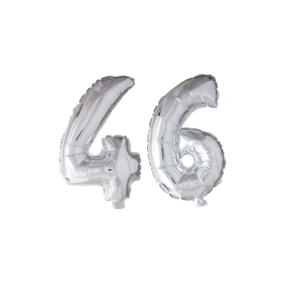 Folieballon 46 jaar Zilver 66cm