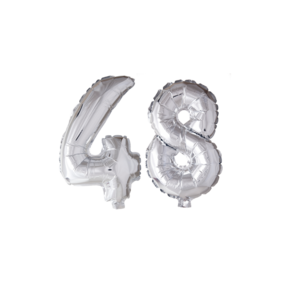 Folieballon 48 jaar Zilver 66cm