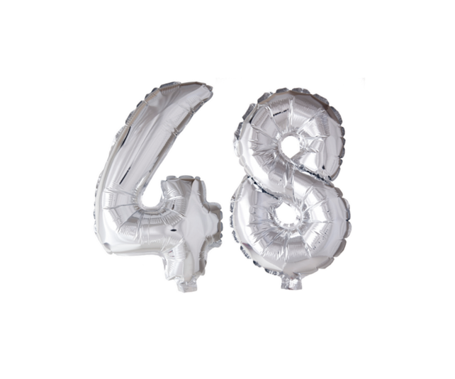 Folieballon 48 jaar Zilver 66cm