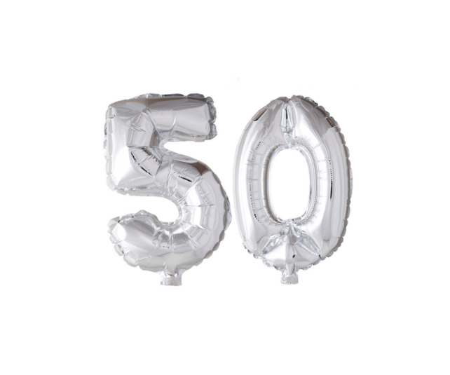 Folieballon 50 jaar Zilver 66cm
