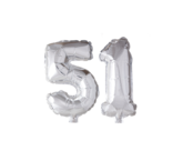 Folieballon 51 jaar Zilver 66cm