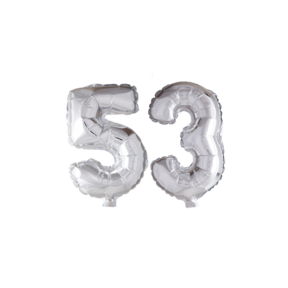Folieballon 53 jaar Zilver 66cm