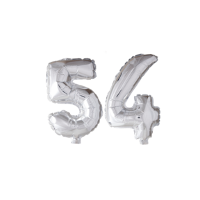 Folieballon 54 jaar Zilver 66cm
