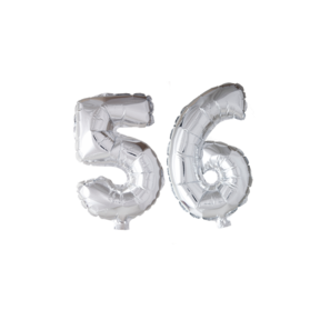Folieballon 56 jaar Zilver 66cm