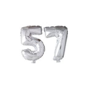 Folieballon 57 jaar Zilver 66cm
