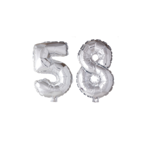 Folieballon 58 jaar Zilver 66cm
