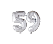 Folieballon 59 jaar Zilver 66cm