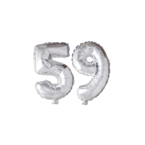 Folieballon 59 jaar Zilver 66cm