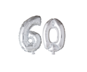 Folieballon 60 jaar Zilver 66cm