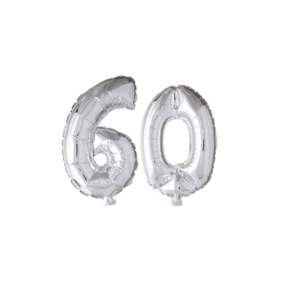 Folieballon 60 jaar Zilver 66cm
