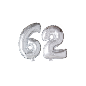 Folieballon 62 jaar Zilver 66cm