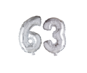 Folieballon 63 jaar Zilver 66cm