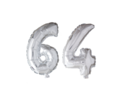Folieballon 64 jaar Zilver 66cm