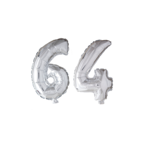 Folieballon 64 jaar Zilver 66cm