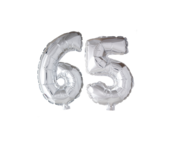 Folieballon 65 jaar Zilver 66cm