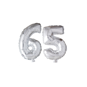 Folieballon 65 jaar Zilver 66cm