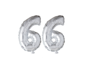 Folieballon 66 jaar Zilver 66cm