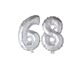 Folieballon 68 jaar Zilver 66cm