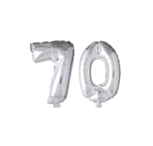 Folieballon 70 jaar Zilver 66cm