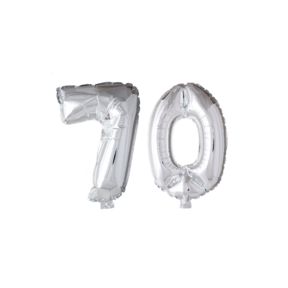 Folieballon 70 jaar Zilver 66cm