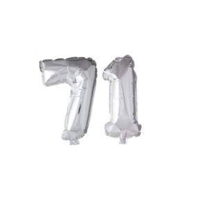 Folieballon 71 jaar Zilver 66cm