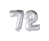 Folieballon 72 jaar Zilver 66cm
