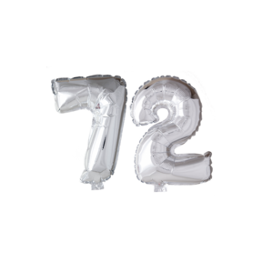 Folieballon 72 jaar Zilver 66cm