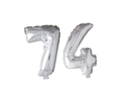 Folieballon 74 jaar Zilver 66cm