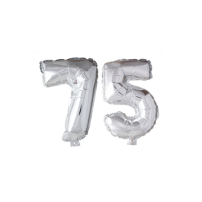 Folieballon 75 jaar Zilver 66cm