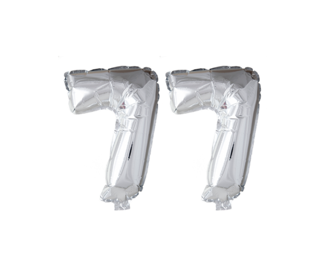 Folieballon 77 jaar Zilver 66cm
