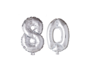 Folieballon 80 jaar Zilver 66cm